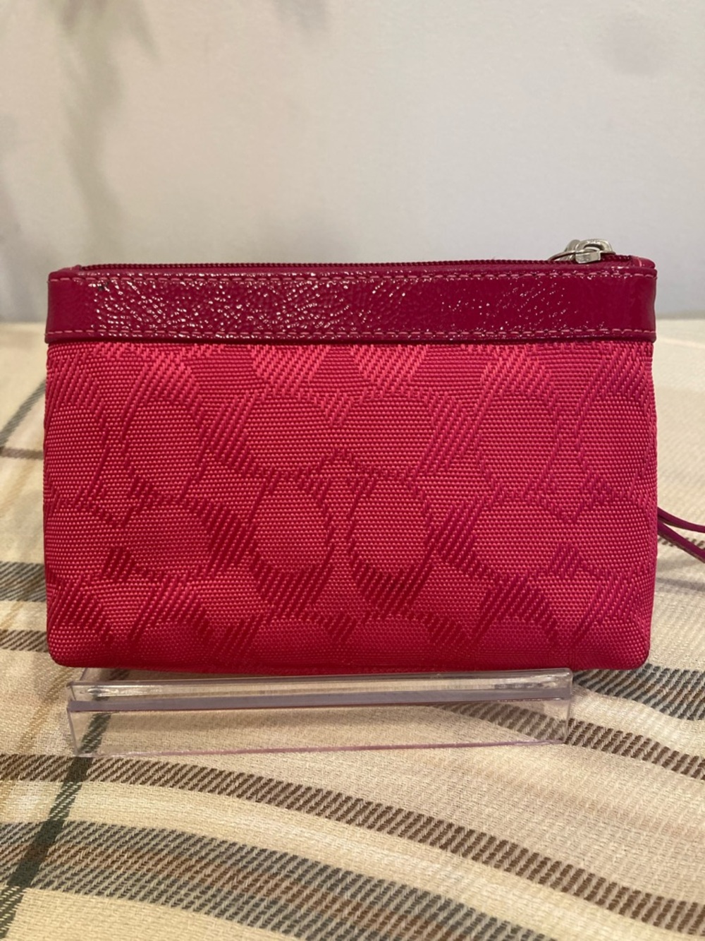 Coach Hot Pink Wristlet Signature Jacquard Wristlet Clutch - Picture 2 of 12